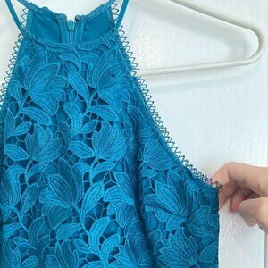 LOFT teal lace halter dress